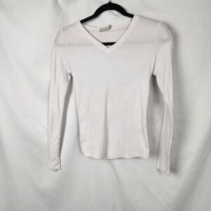 Active Basic Womens Long Sleeve Ribbed Tee White Size Medium